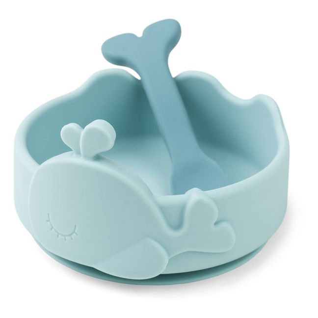 Wally silicone bowl with suction cup and spoon | Blau