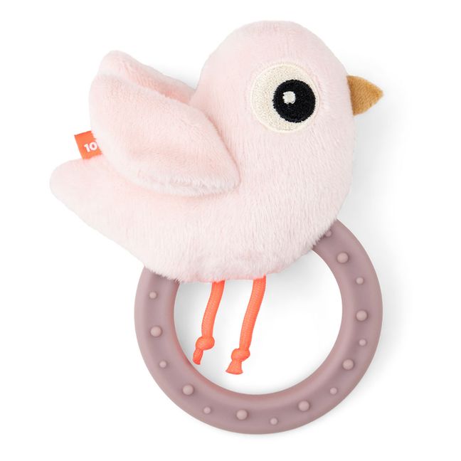 Hochet avec anneau de dentition Birdee | Rose