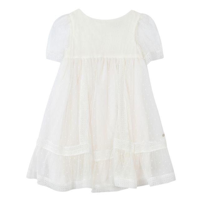 Robe Tulle Ajourée | Ecru