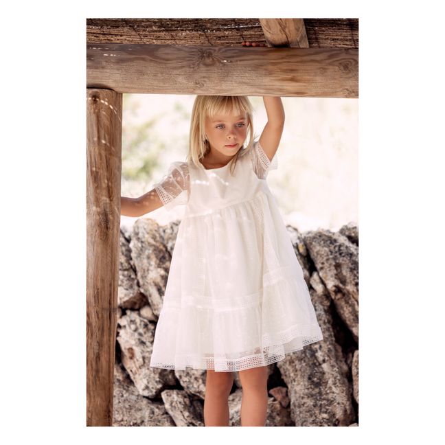 Vestito in tulle, perforato | Ecru