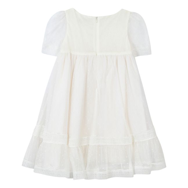 Robe Tulle Ajourée | Ecru