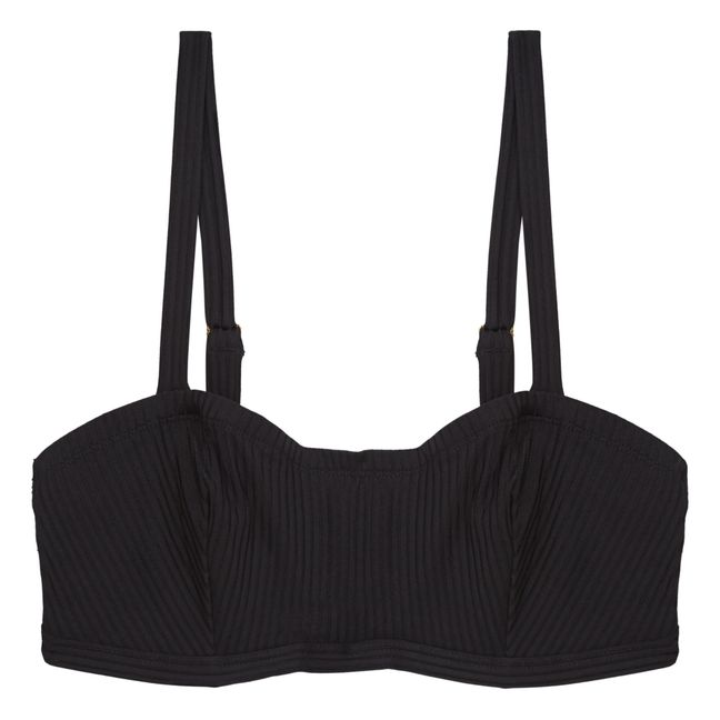 Tiga Ribbed Bikini Top | Black