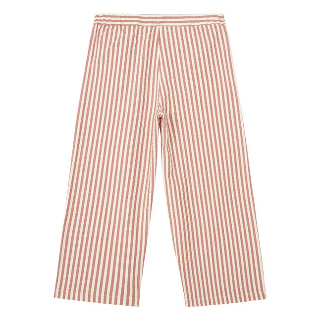 Pantalon Large Seersucker Rayé | Terracotta