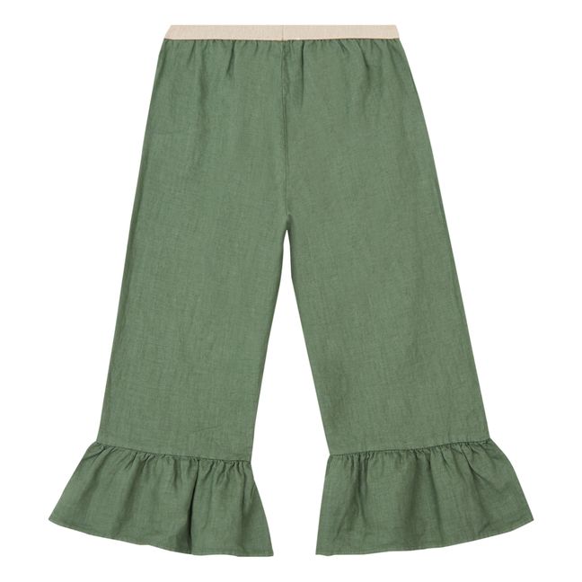Linen Ruffle Pants | Khaki