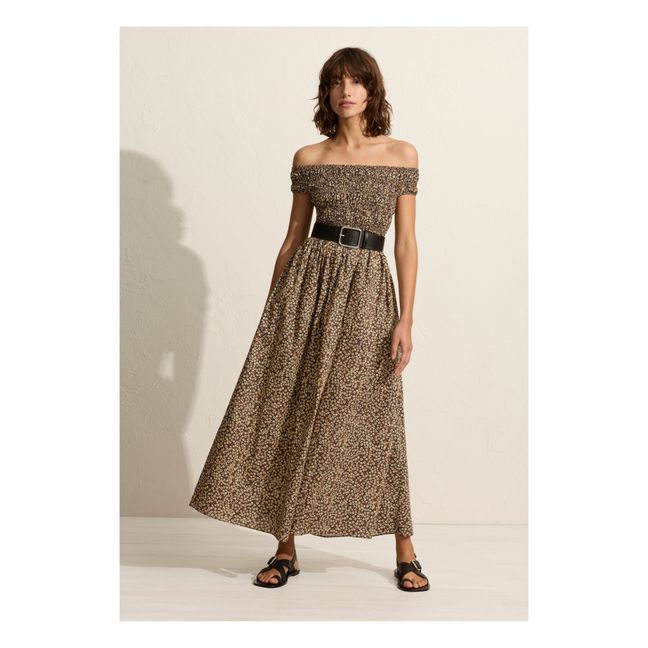 Vestido Shirred Off the Shoulder | Marrón