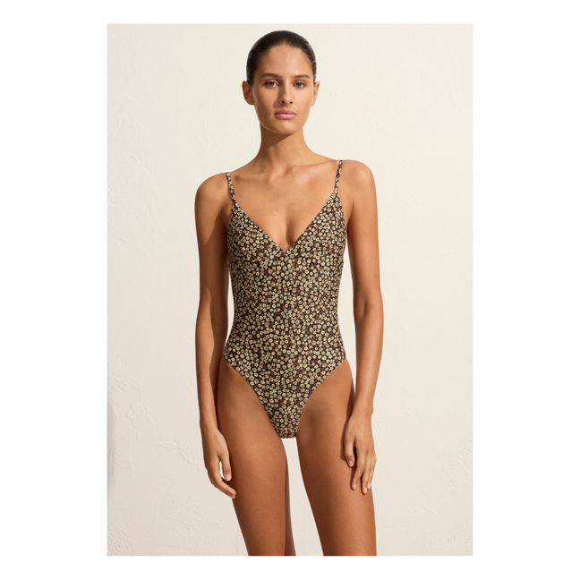 Plunge One-Piece Swimsuit | Brown