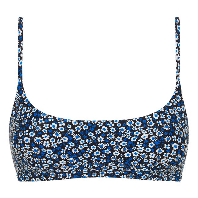 Floral Crop Top Bikini Top | Blue