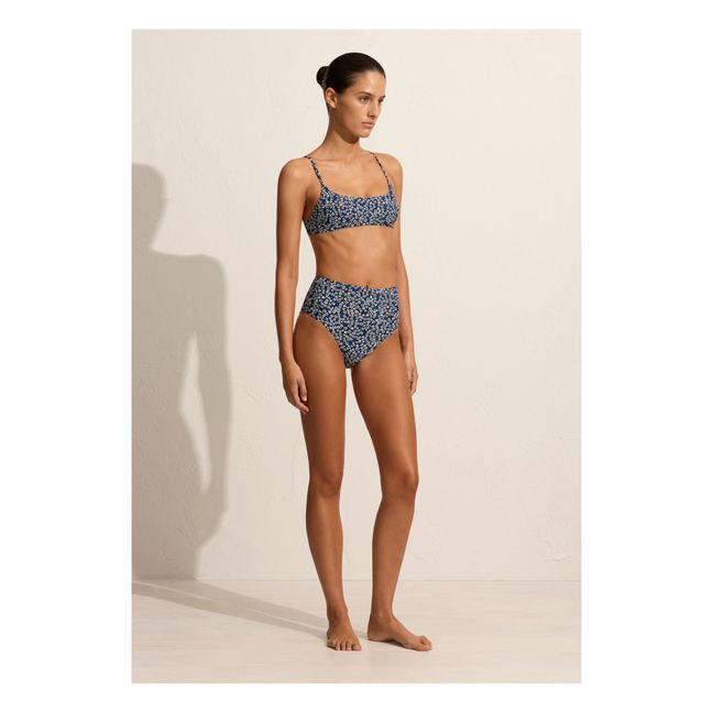 Haut de Maillot Crop Top Fleuri | Bleu