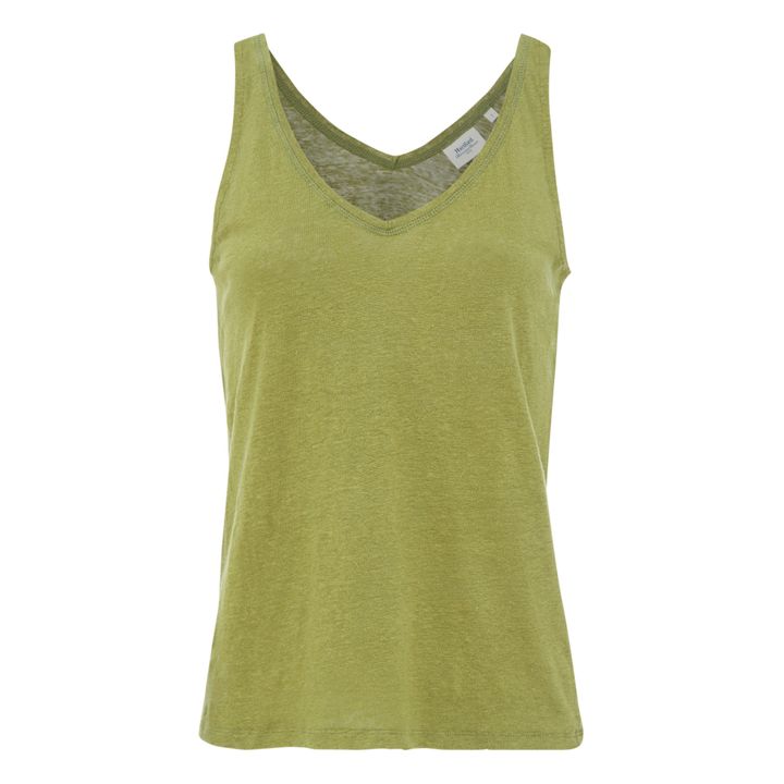 Camiseta de tirantes de lino Topimi | Verde Kaki- Imagen del producto n°0