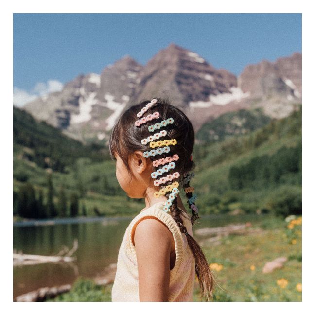 Haarspange 2er-Pack Blumen | Wassergrün