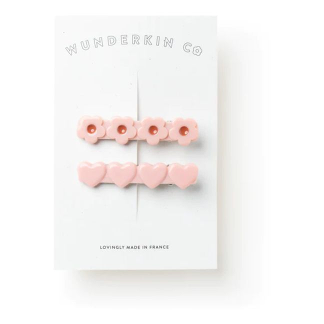Set of 2 Heart Hair Clips | Pale pink