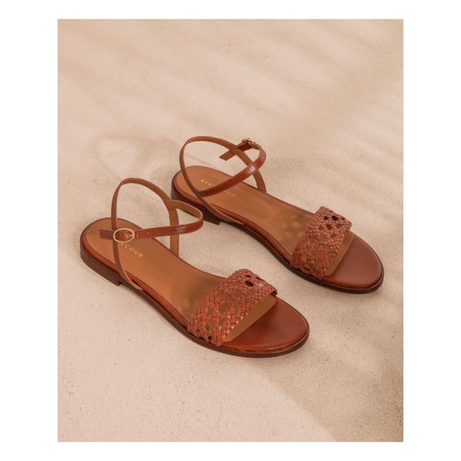 Sandales plates Cuir N°126 | Cognac