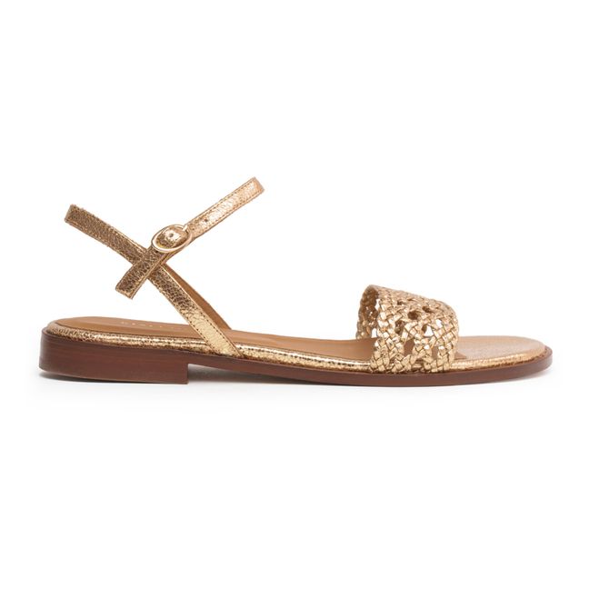 N°126 Flat Leather Sandals | Gold