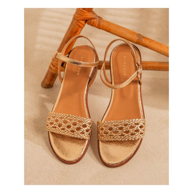 N°126 Flat Leather Sandals | Gold