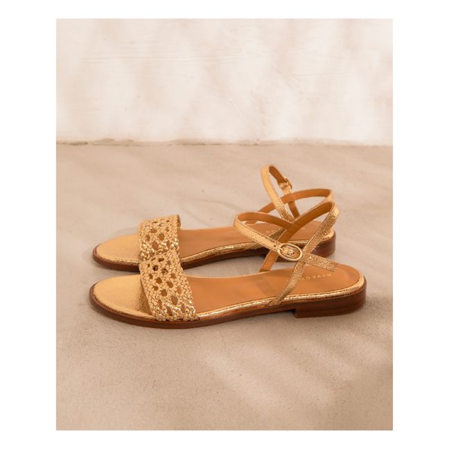 Sandales plates Cuir N°126 | Doré