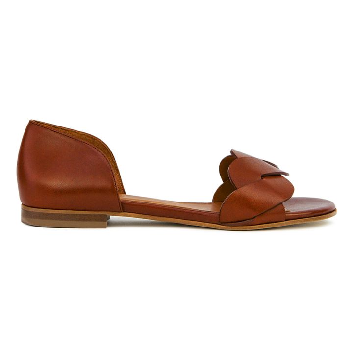 N°36 Flat Leather Sandals | Coñac- Imagen del producto n°0