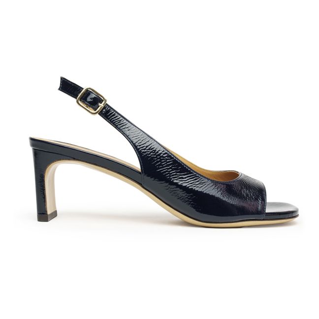 Leather heels sandals N°598 | Navy