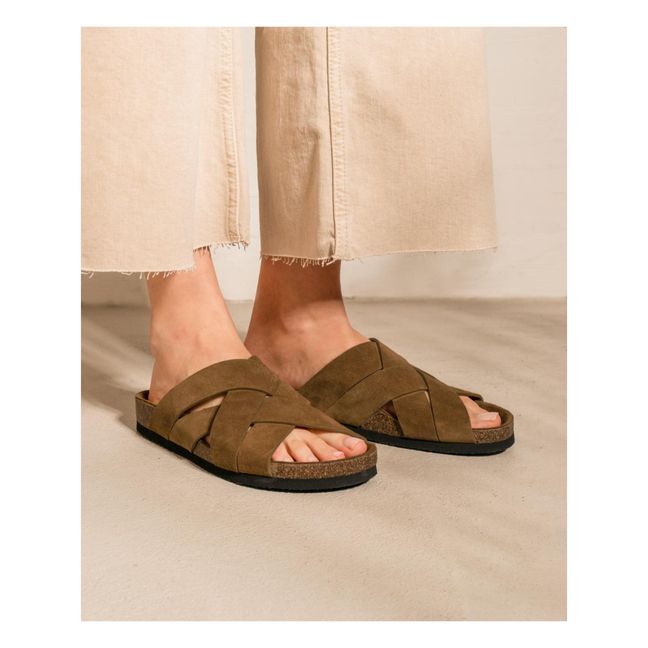 Flache Sandalen Wildleder Nr. 65 | Braun