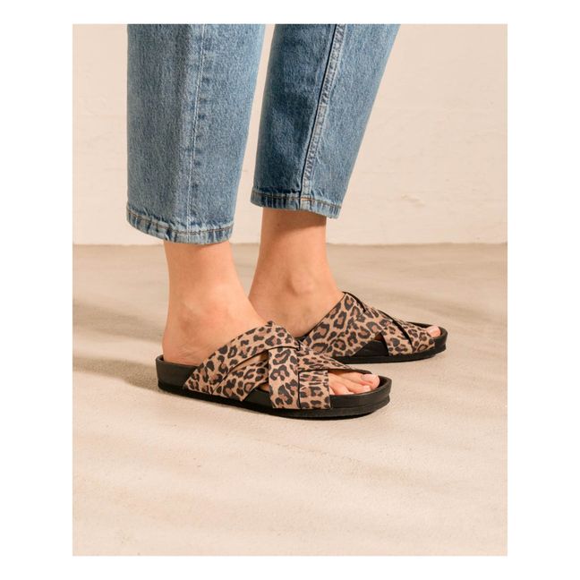 N°65 Flat Leather Sandals | Leopardo