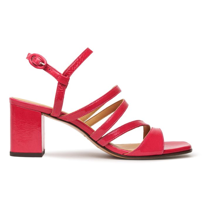 Sandalias de piel con tacón N°653 | Rojo Frambuesa- Imagen del producto n°0