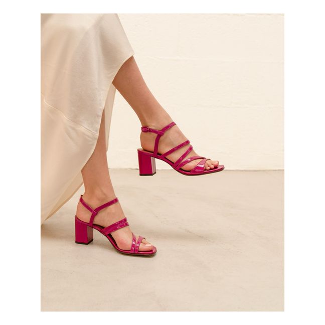 Leather heels sandals N°653 | Rojo Frambuesa