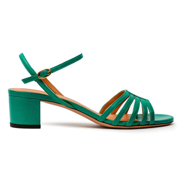 Leather heels sandals N°779 | Smaragdgrün