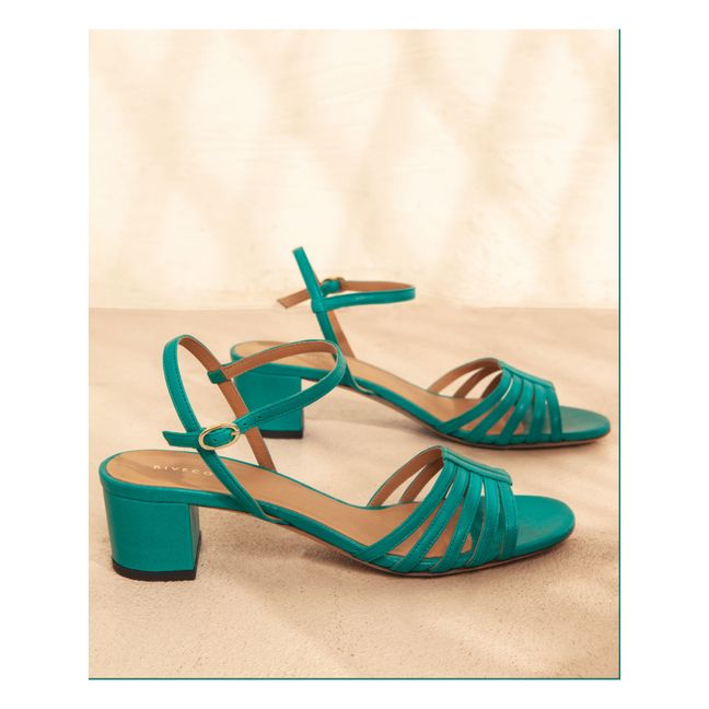 Leather heels sandals N°779 | Smaragdgrün