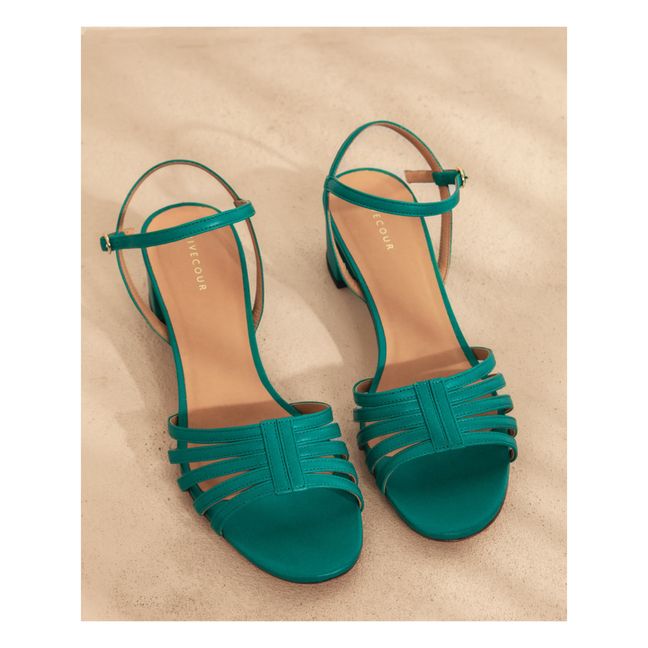Leather heels sandals N°779 | Smaragdgrün
