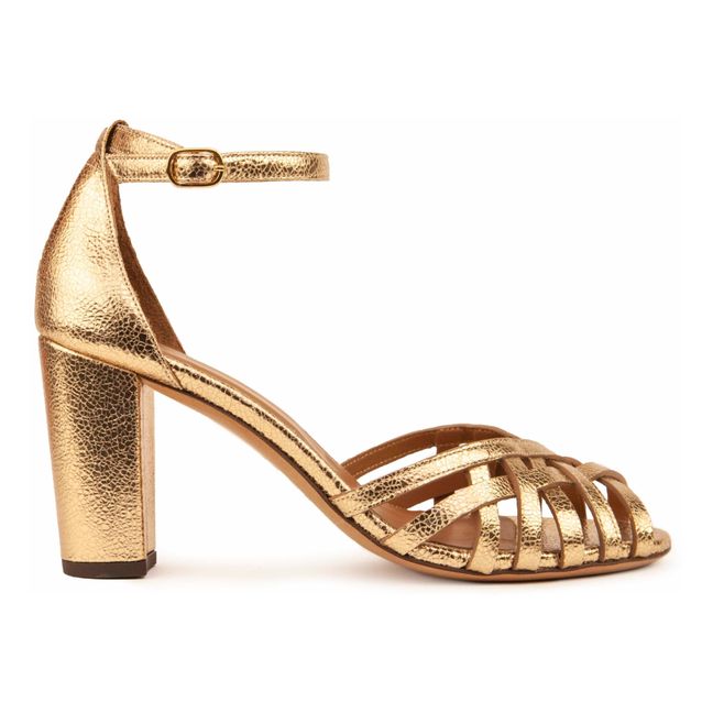 Sandalen mit Absatz Leder Nr. 867 | Gold