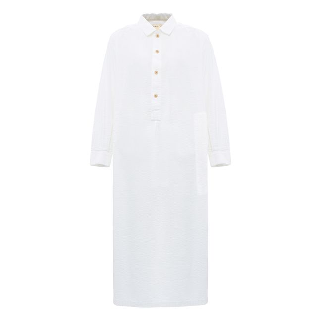 Vestido camisero de crepé de algodón | Blanco