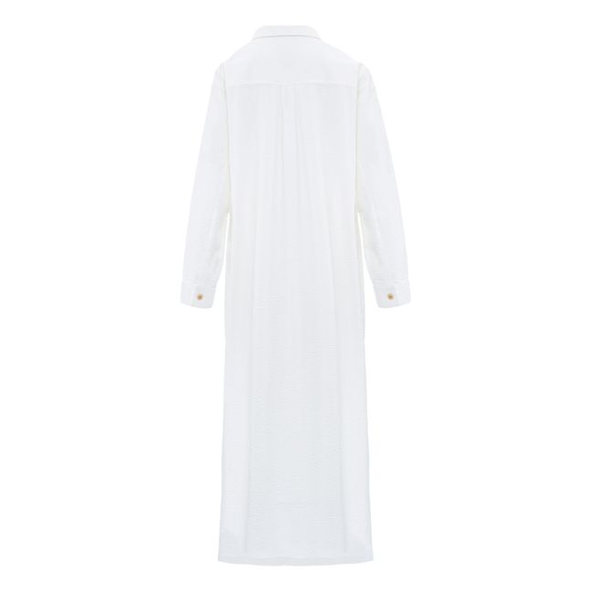 Cotton Crepe Shirt Dress | White
