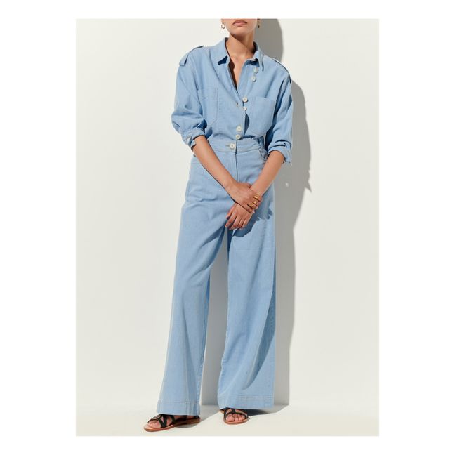 Pantaloni in cotone e lino Captain Cook | Azzurro