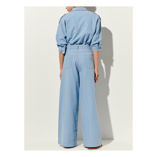 Pantaloni in cotone e lino Captain Cook | Azzurro