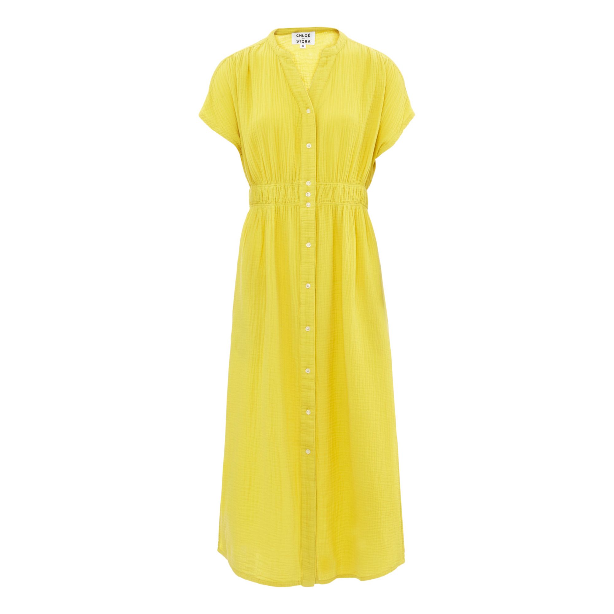 Robe Longue Chloé Stora - Taille 36 - Jaune En Coton - Style Chemisier - Occasion Très Bon état