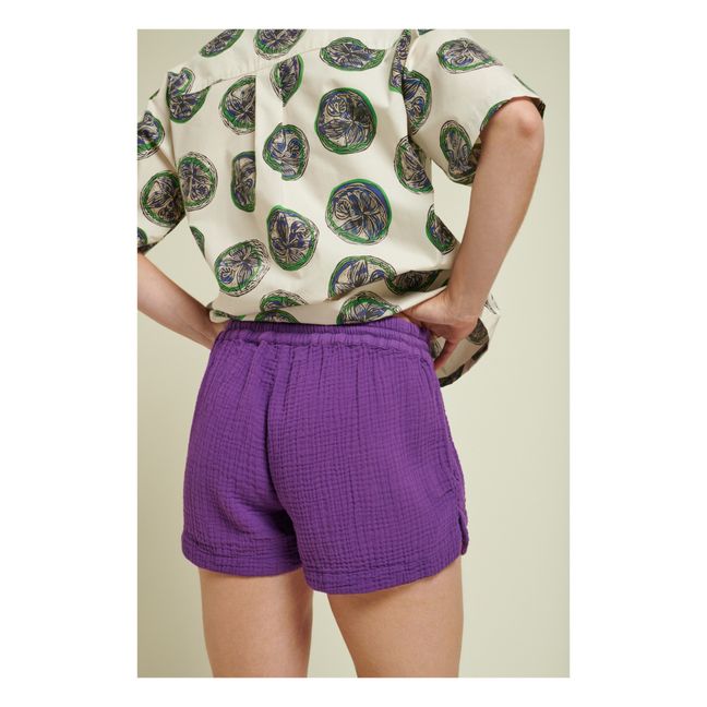 Jordi Double Cotton Gauze Shorts | Violett