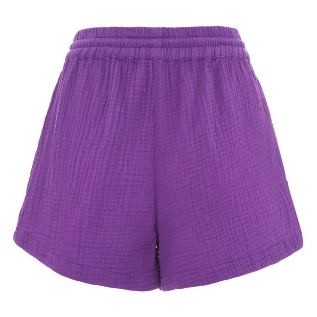 Jordi Double Cotton Gauze Shorts | Violett