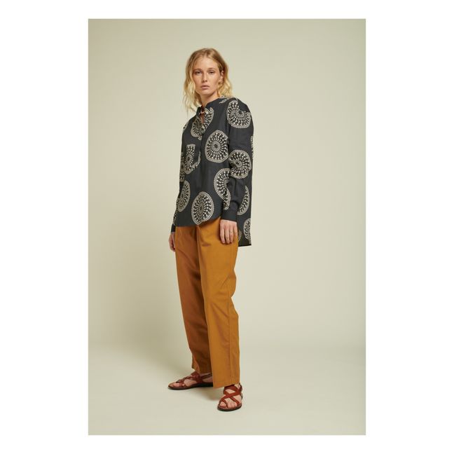Claudie Printed Cotton Poplin Shirt | Negro