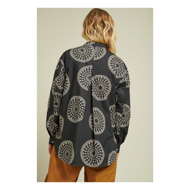 Claudie Printed Cotton Poplin Shirt | Negro