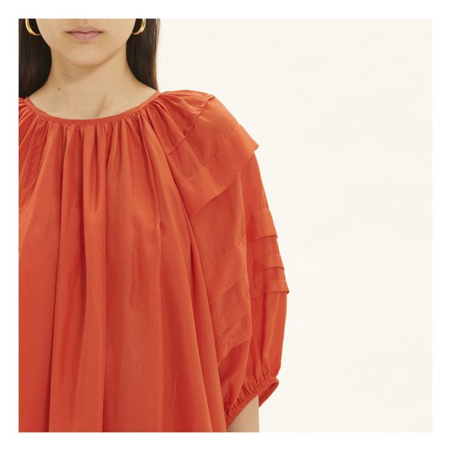 Rishi Pintuck Silk Dress | Red