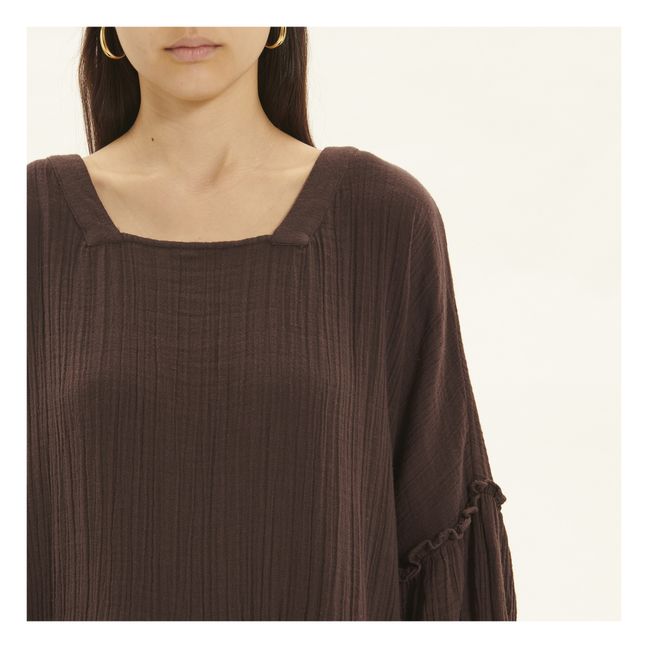 Miro Smocked Organic Cotton Dress | 05 Cacao