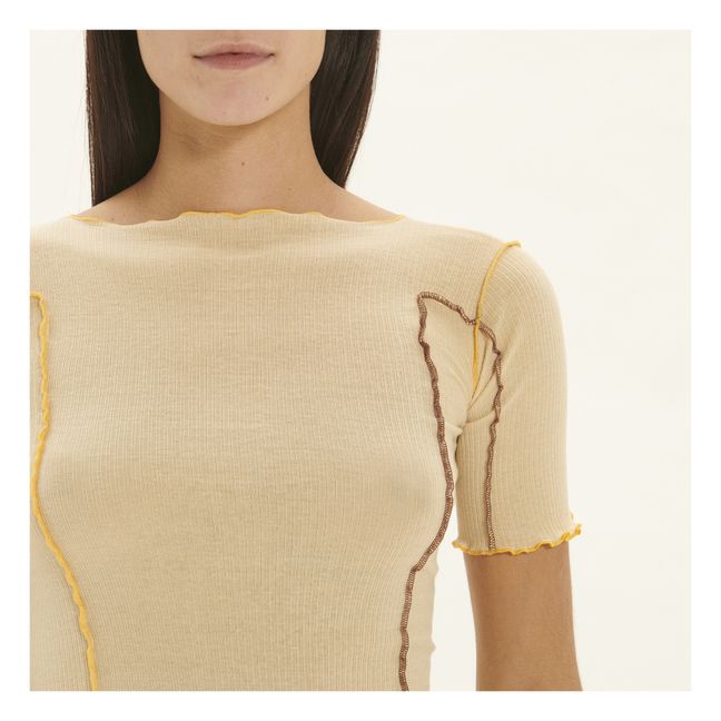 Omato Organic Cotton Ribbed T-Shirt | Sand