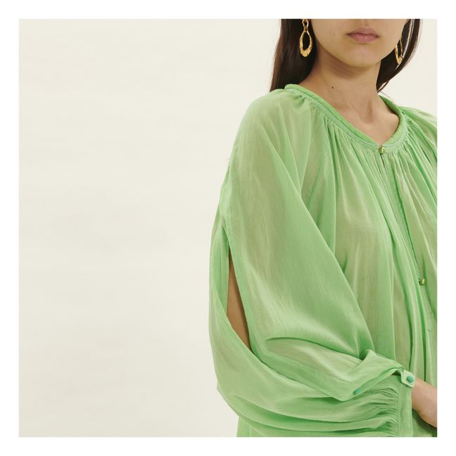 Blouse Bohémienne Voile de Soie et Coton | Vert