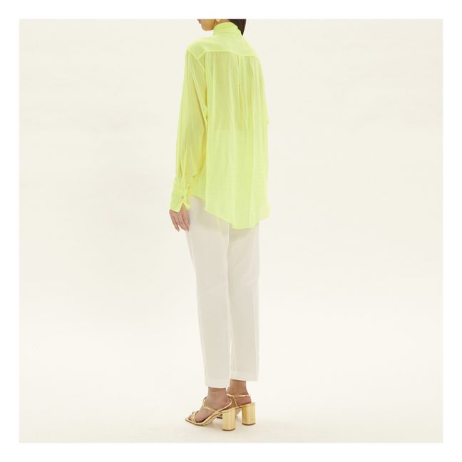Silk and Cotton Voile Oversize Shirt | Fluorescent yellow