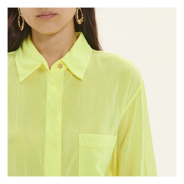 Chemise Oversize Voile de Soie et Coton | Jaune fluo