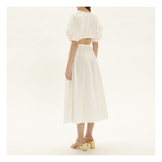 Cotton Poplin Embroidered Cut Out Dress | Blanco