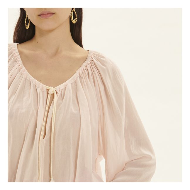 Bohemian Blouse Knotted Silk Voile and Cotton | Rosa incarnato