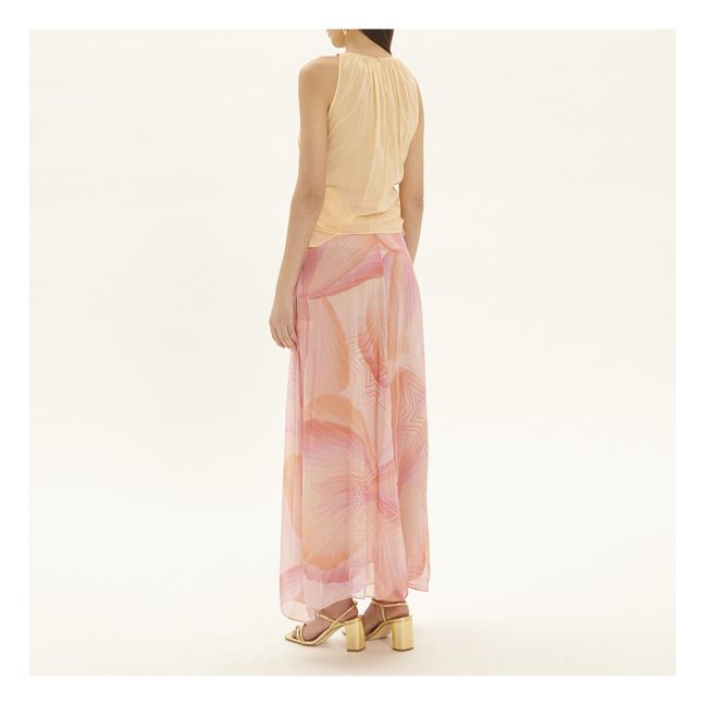 Silk and Cotton Voile Tie Front Top | Nude Beige