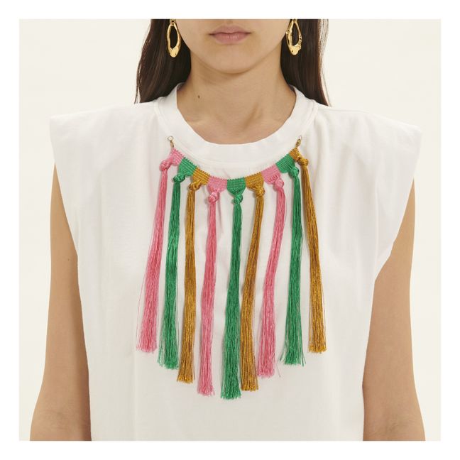 Oversize Organic Cotton Tassel T-Shirt | Blanco