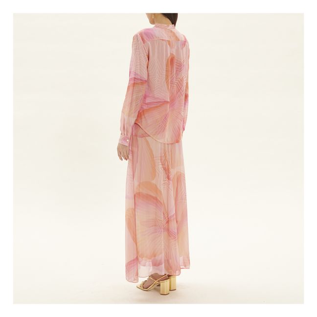 Chemise "Dream" Imprimée Voile de Soie et Coton | Rose