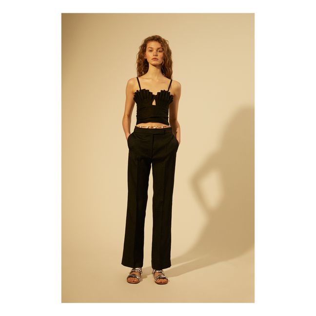 Top, modello: Cala, in lino | Nero